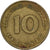 ALEMANIA - REPÚBLICA FEDERAL, 10 Pfennig, 1950, Karlsruhe, Latón recubierto de