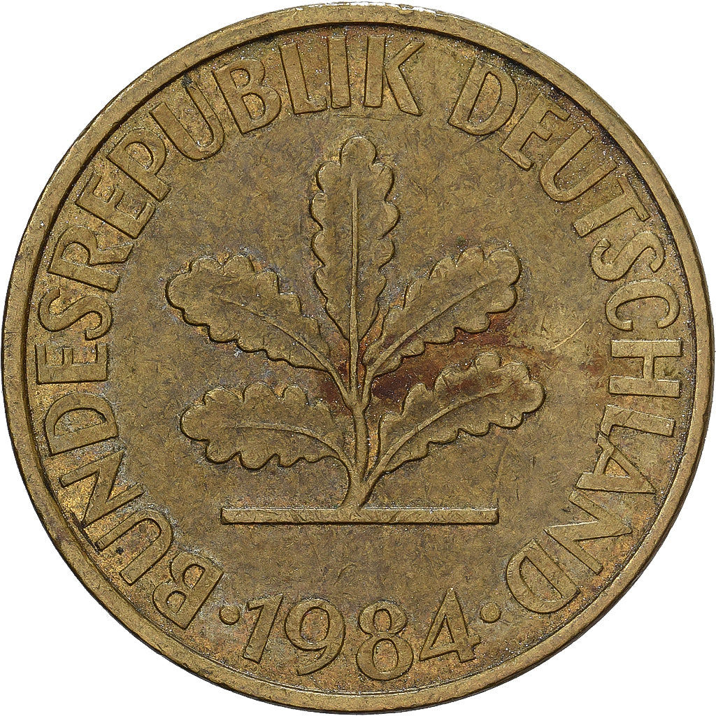 Bundesrepublik Deutschland, 10 Pfennig, 1984, Hambourg, Brass Clad Steel, SS
