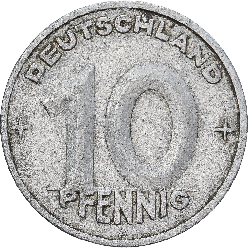 Democratic Republic of Germany, 10 Pfennig, 1950, Berlin, Aluminum, VF(30-35)