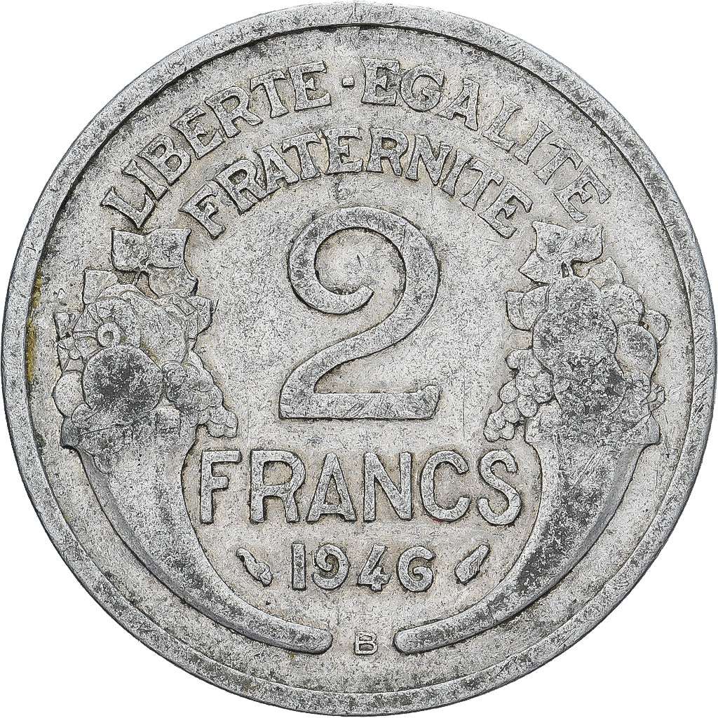 France, 2 Francs, Morlon, 1946, Beaumont le Roger, Aluminum, VF(30-35)