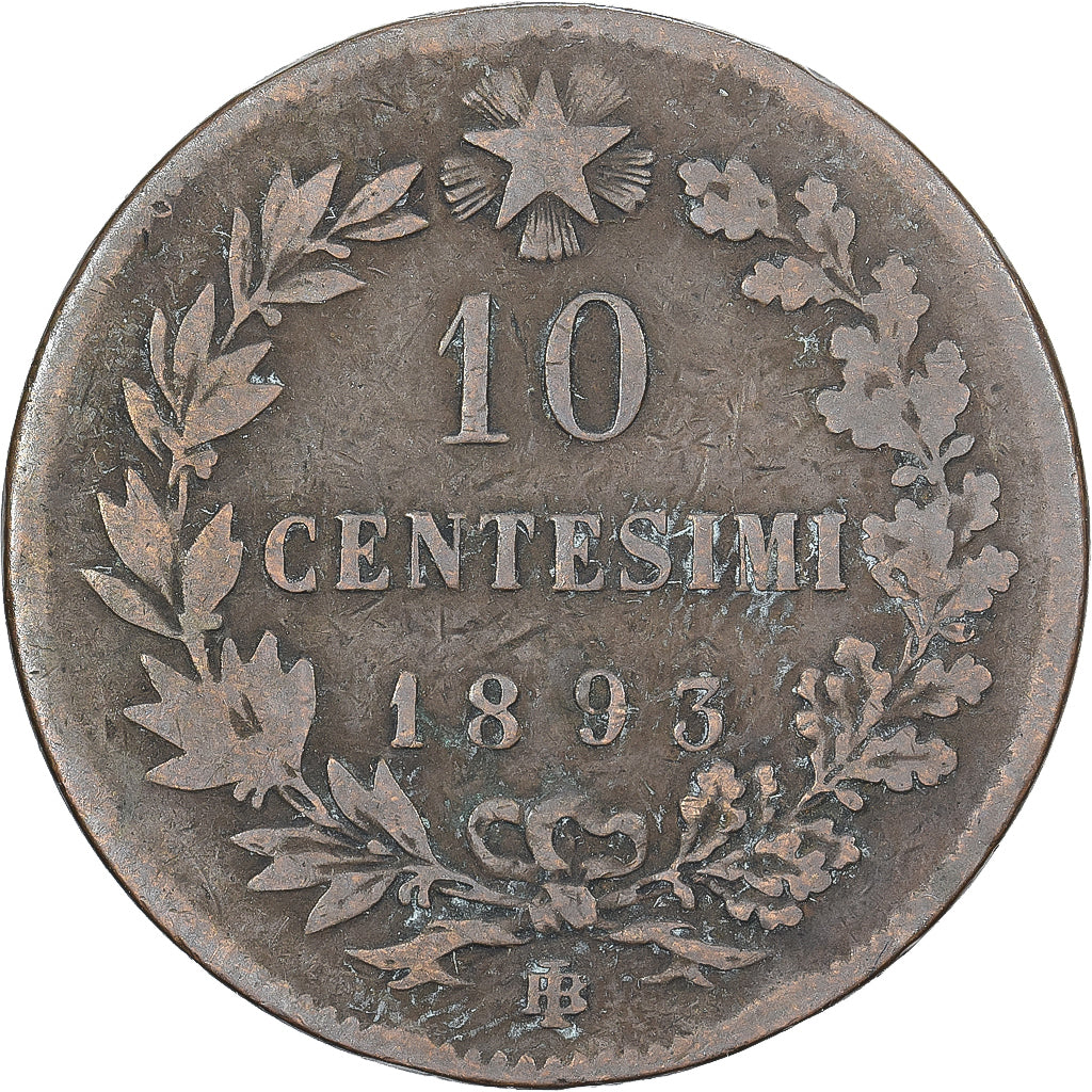 Italy, Umberto I, 10 Centesimi, 1893, Rome, Copper, F(12-15), KM:27.2