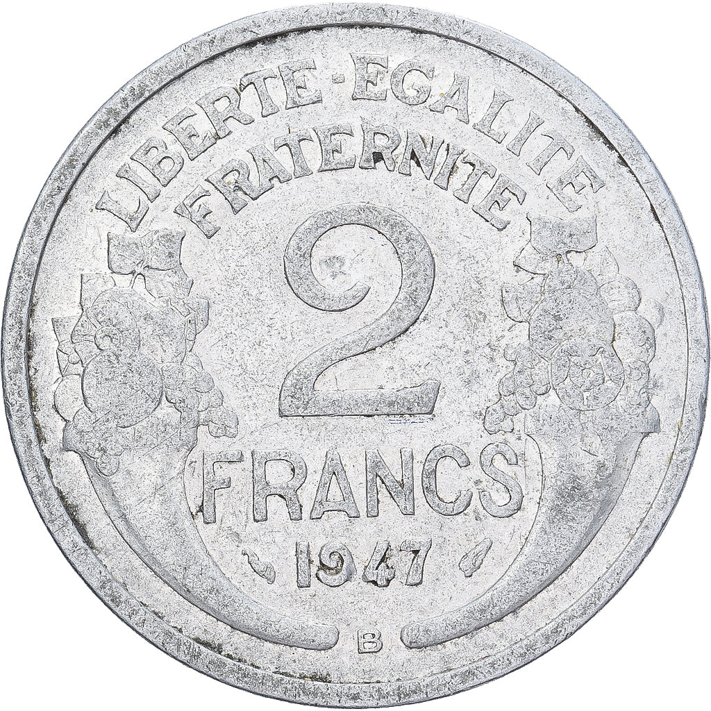 France, 2 Francs, Morlon, 1947, Beaumont - Le Roger, Aluminum, VF(30-35)