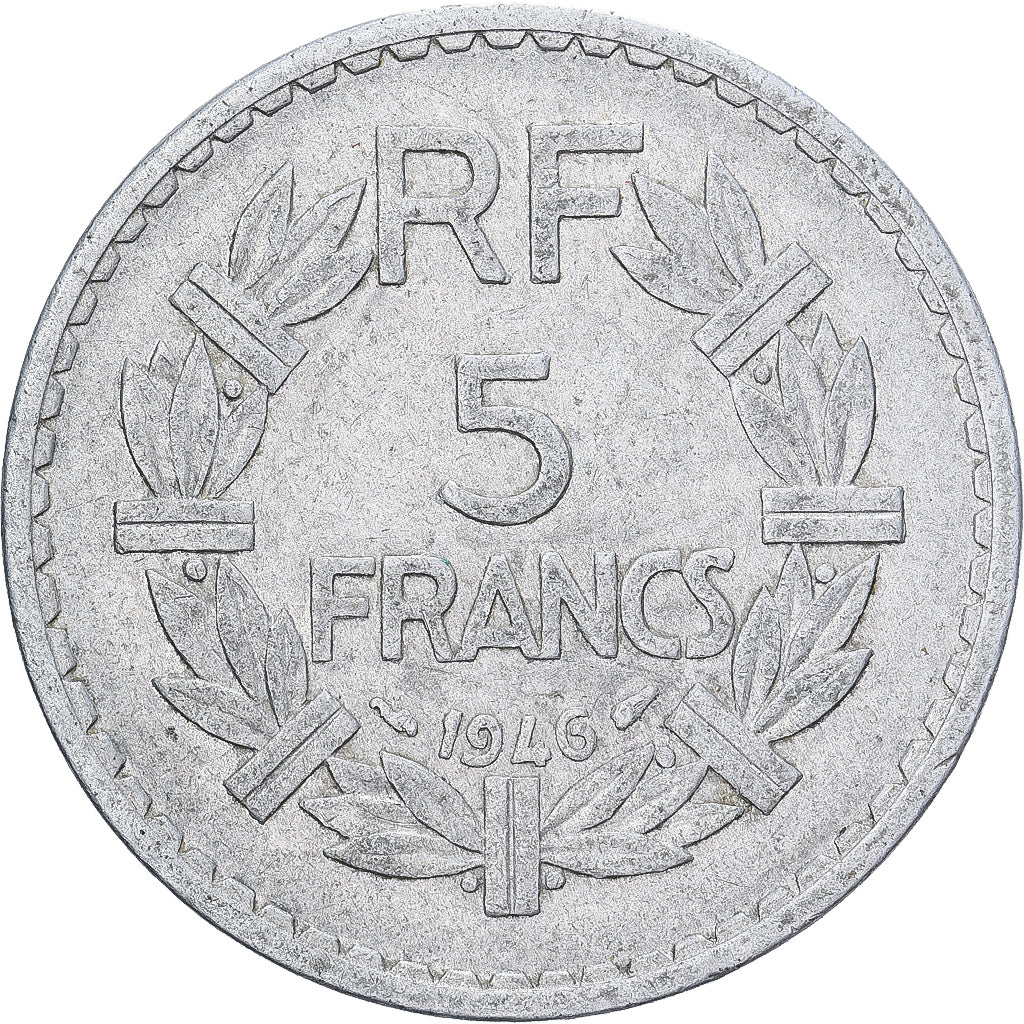 Francja, 5 Francs, Lavrillier, 1946, Paris, Aluminium, AU(50-53), KM:888b.1