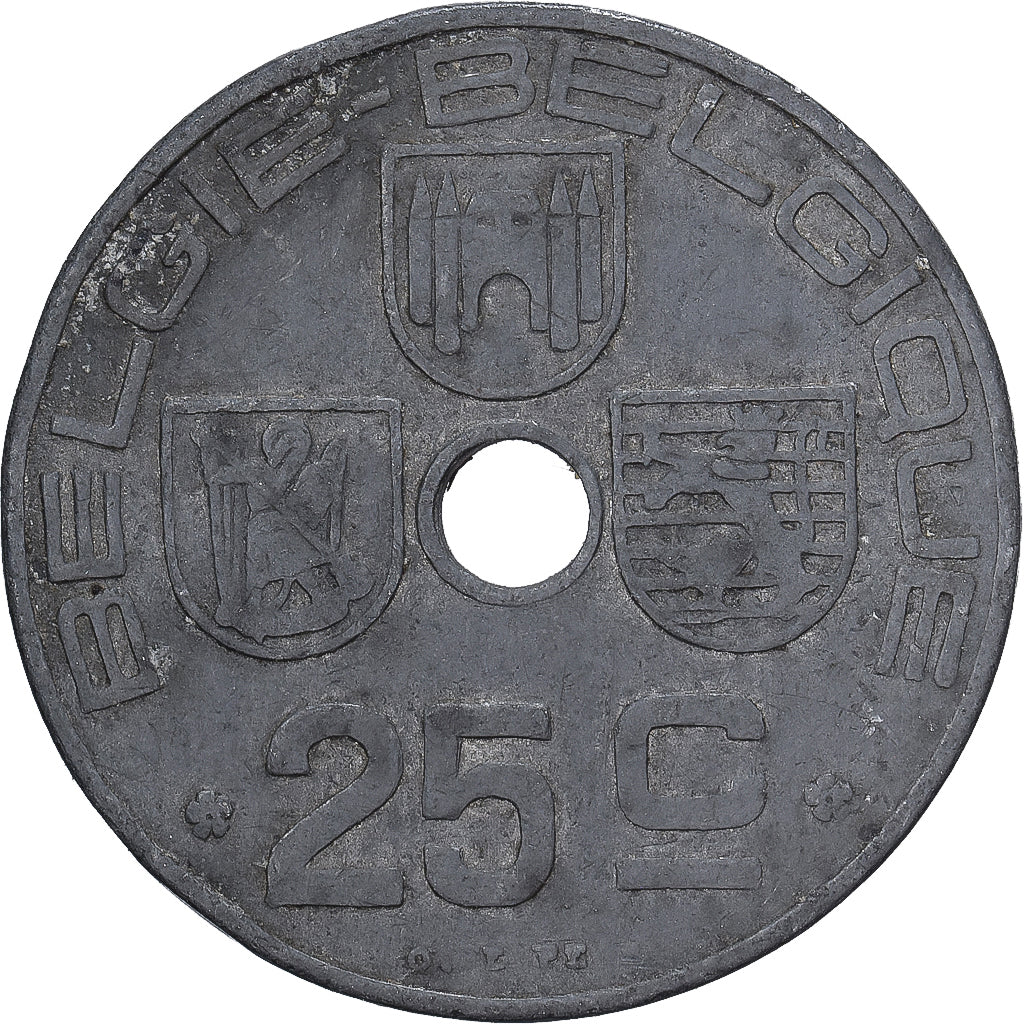 Belgien, 25 Centimes, 1944, Zinc, S+, KM:132