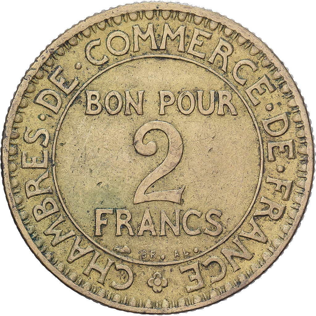 France, 2 Francs, Chambre de commerce, 1925, Paris, Aluminum-Bronze, AU(50-53)