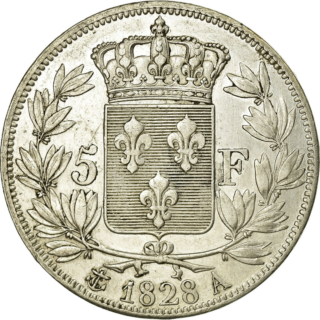Coin, France, Charles X, 5 Francs, 1828, Paris, AU(50-53), Silver, Gadoury:644