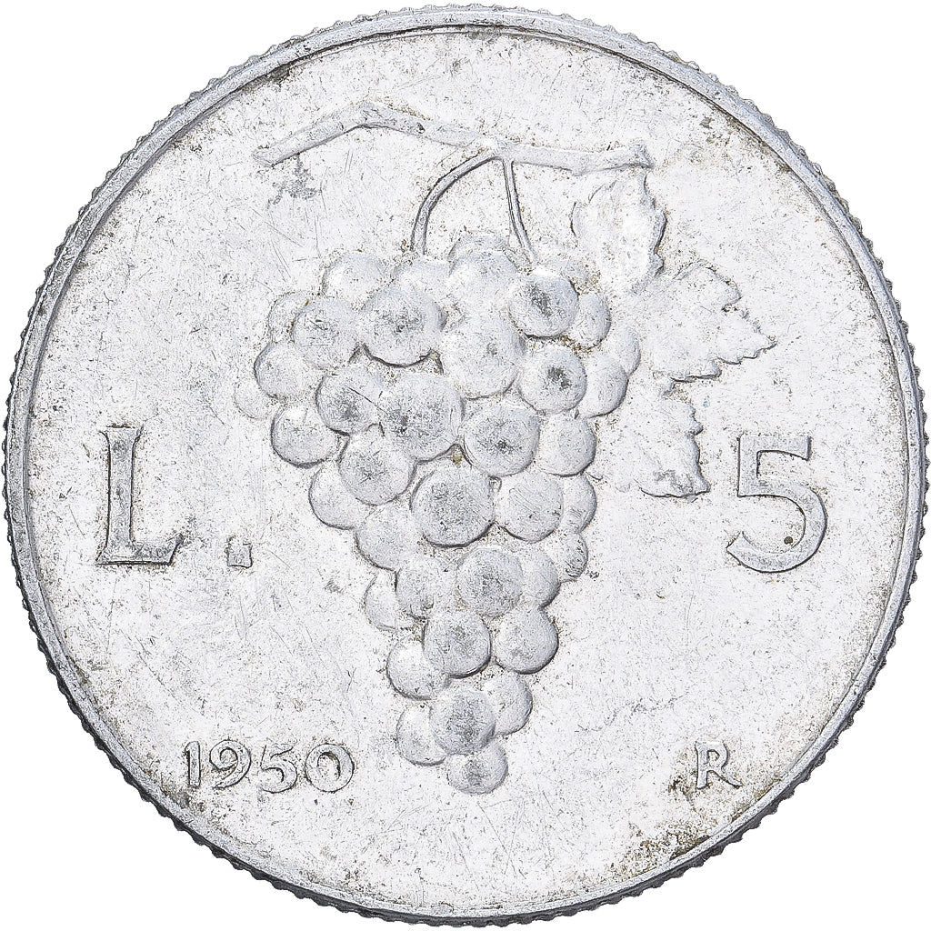 Italy, 5 Lire, 1950, Rome, Aluminum, VF(30-35), KM:89