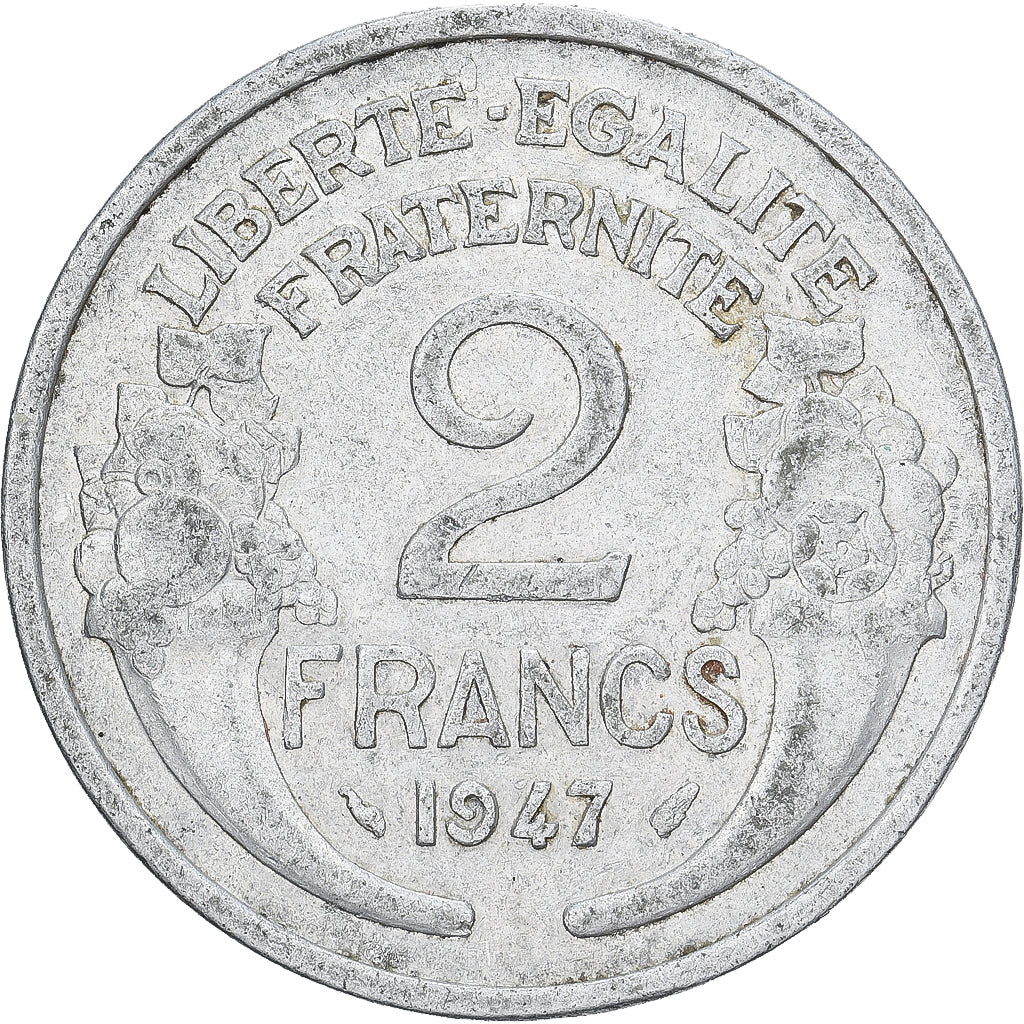 France, 2 Francs, Morlon, 1947, Paris, Aluminum, EF(40-45), KM:886a.1