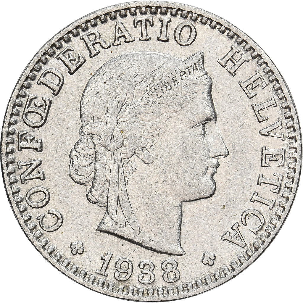 Suiza, 20 Rappen, 1938, Bern, Cobre - níquel, MBC+, KM:29a