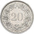 Suiza, 20 Rappen, 1938, Bern, Cobre - níquel, MBC+, KM:29a