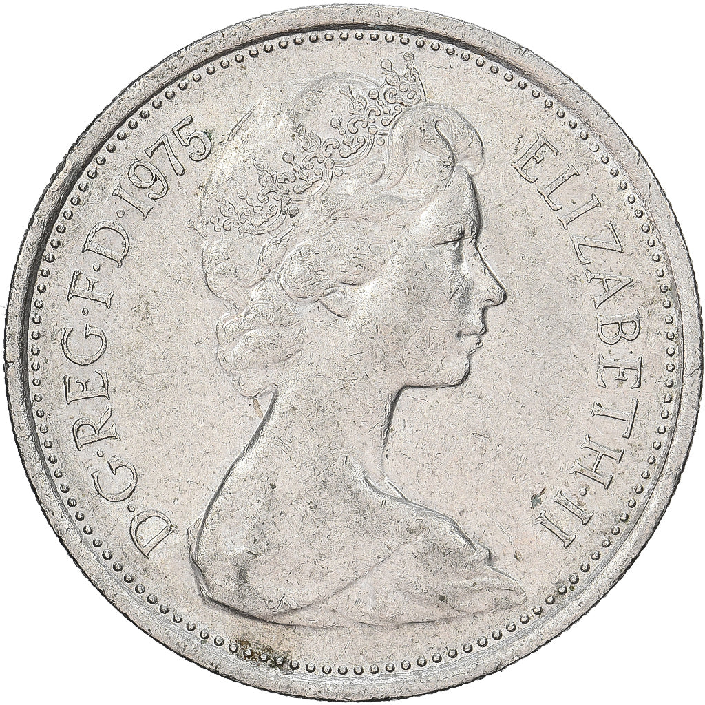 Gran Bretaña, Elizabeth II, 5 New Pence, 1975, Cobre - níquel, MBC+, KM:911