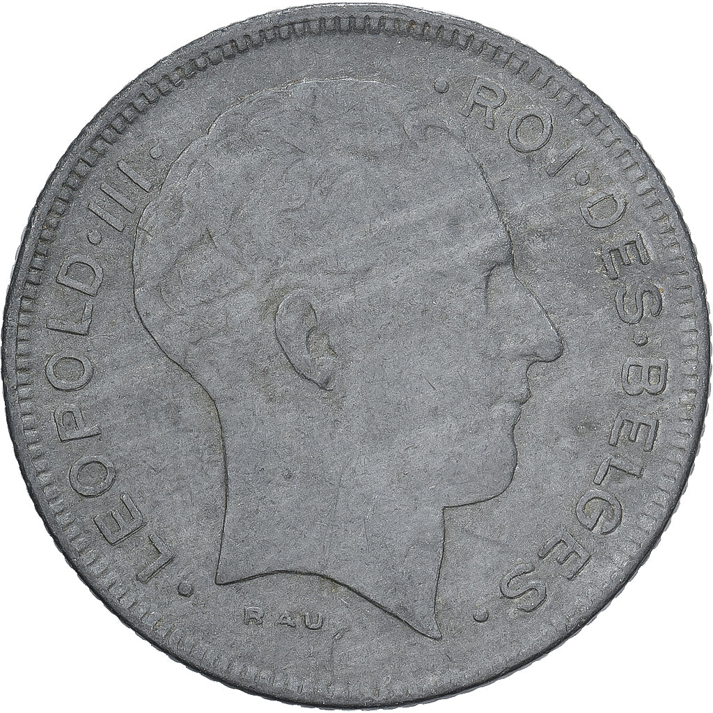 Bélgica, 5 Francs, 5 Frank, 1943, Cinc, BC+, KM:129.1