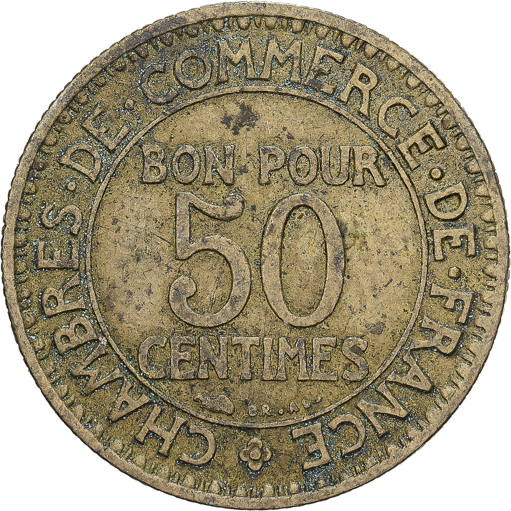 France, 50 Centimes, Chambre de commerce, 1922, Paris, Aluminum-Bronze