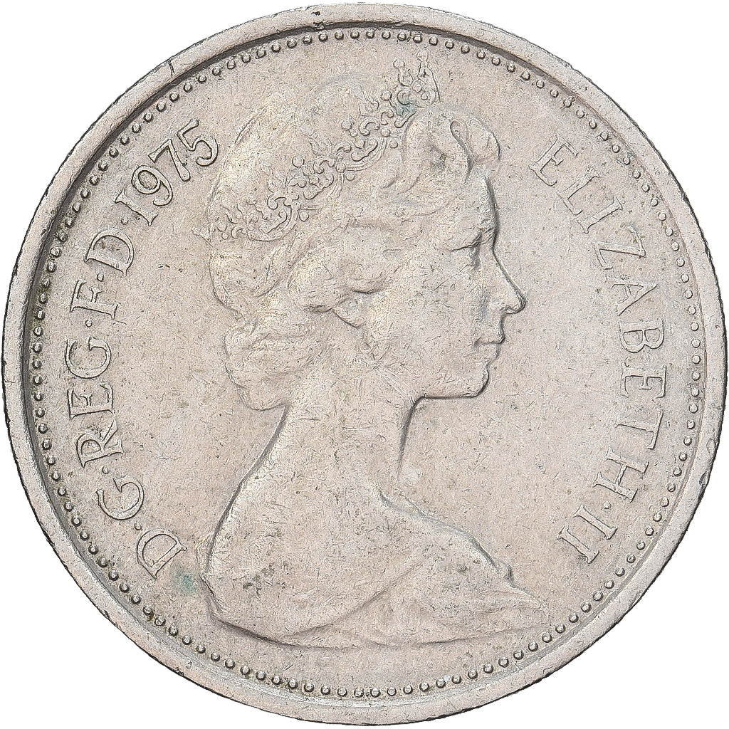 Groot Bretagne, Elizabeth II, 5 New Pence, 1975, Cupro-nikkel, ZF, KM:911