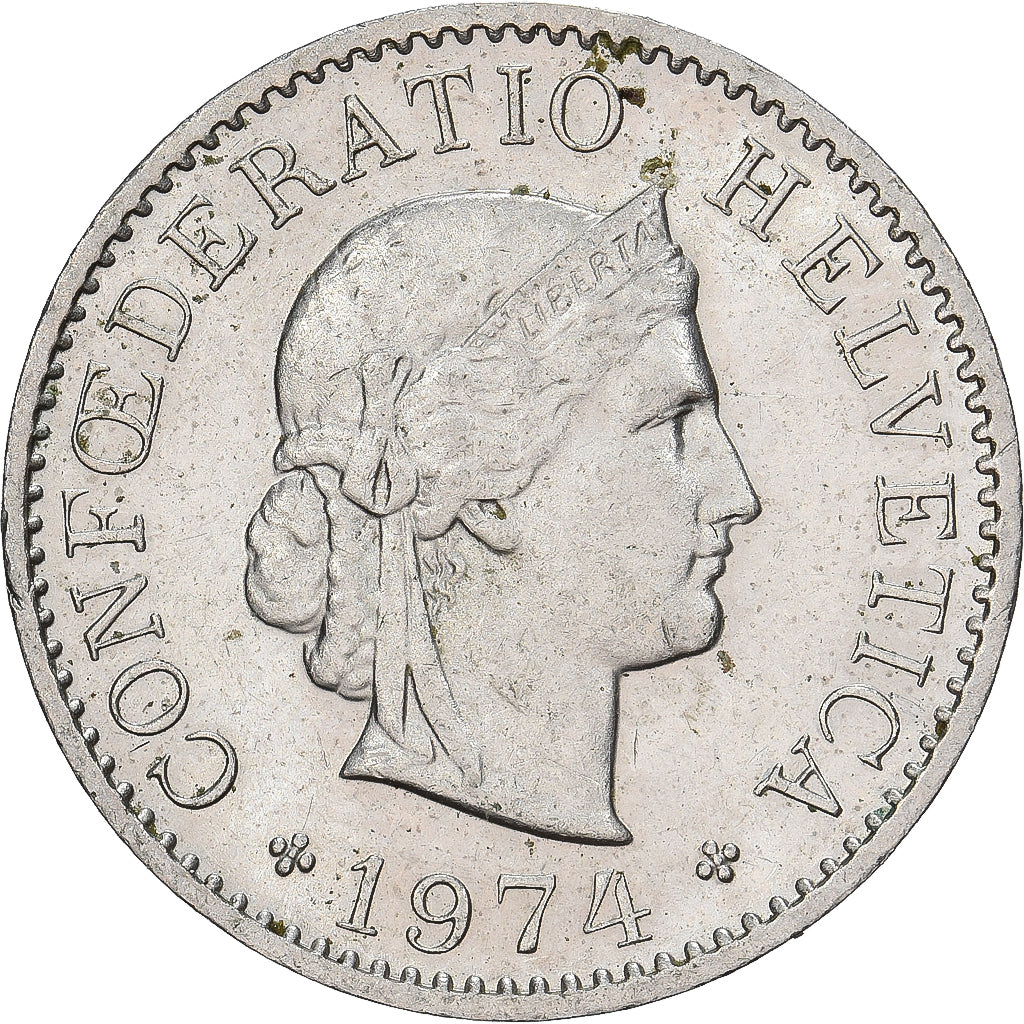 Suiza, 5 Rappen, 1974, Bern, Cobre - níquel, EBC, KM:26