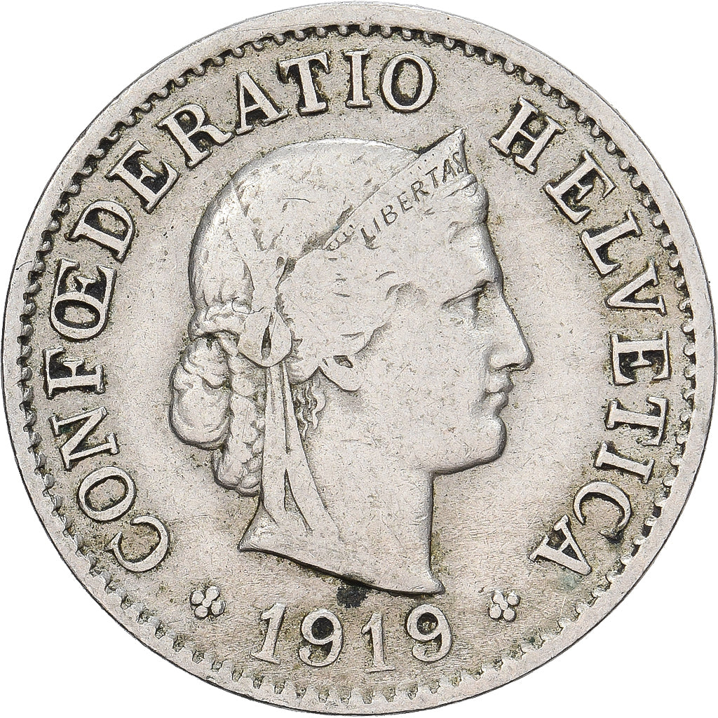 Suiza, 5 Rappen, 1919, Bern, Cobre - níquel, BC+, KM:26