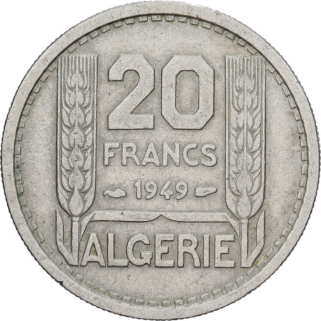 Algieria, 20 Francs, 1949, Paris, Miedź-Nikiel, VF(20-25), KM:91