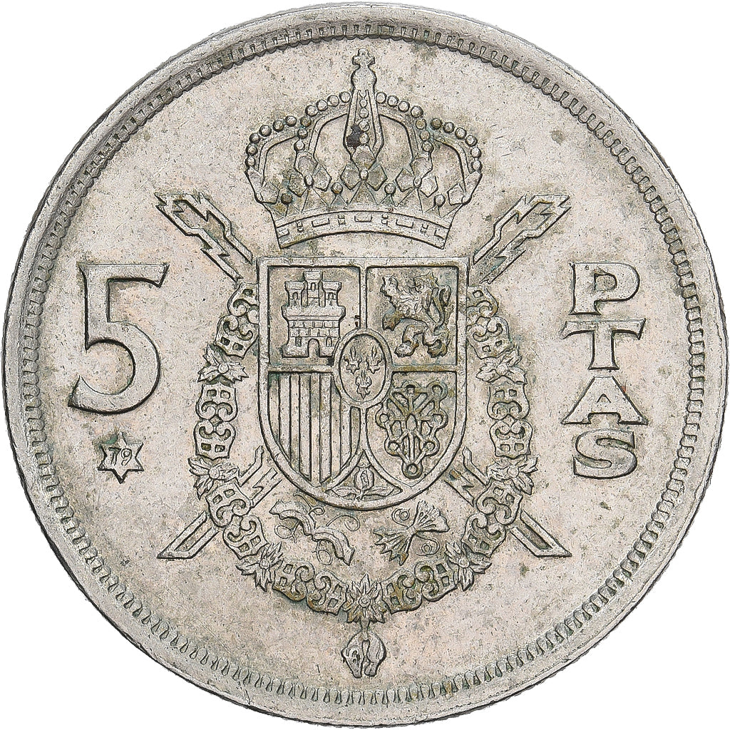 España, Juan Carlos I, 5 Pesetas, 1979, Cobre - níquel, MBC, KM:807