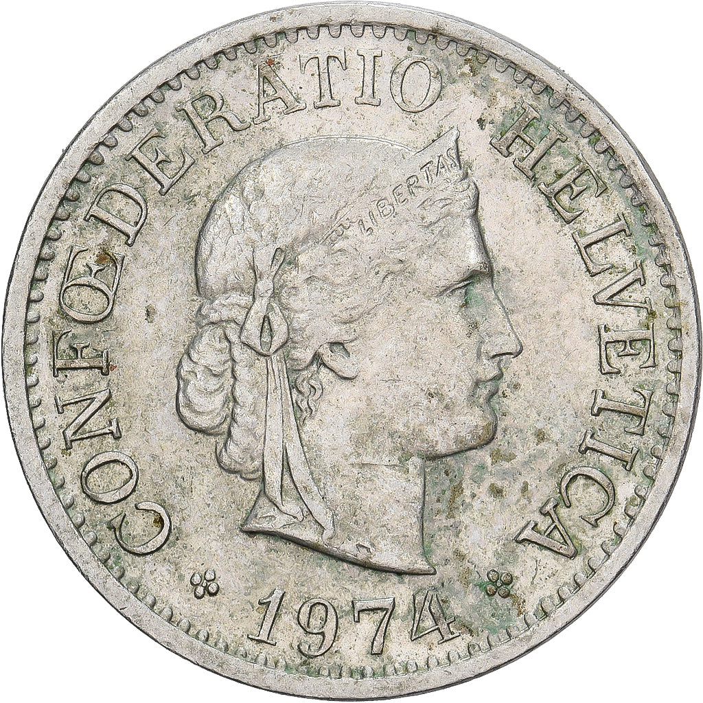 Suiza, 10 Rappen, 1974, Bern, Cobre - níquel, MBC, KM:27