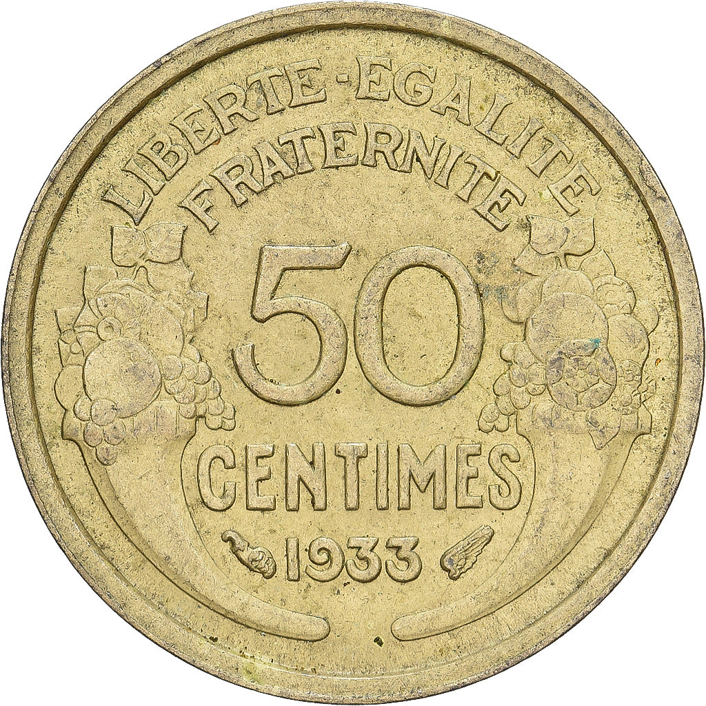 Frankreich, 50 Centimes, Morlon, 1933, Paris, Aluminum-Bronze, SS+, Gadoury:423