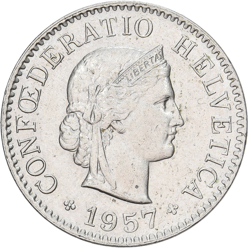 Suiza, 5 Rappen, 1957, Bern, Cobre - níquel, EBC, KM:26