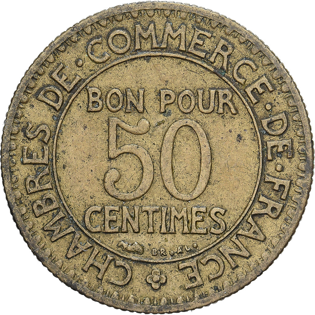 France, 50 Centimes, Chambre de commerce, 1924, Paris, Bronze-Aluminium, TTB