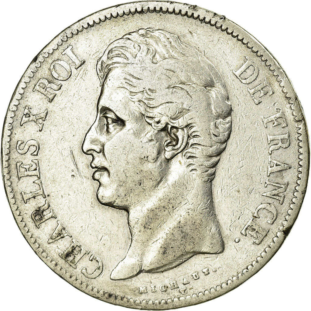 Coin, France, Charles X, 5 Francs, 1828, Bordeaux, VF(30-35), Silver