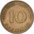 ALEMANIA - REPÚBLICA FEDERAL, 10 Pfennig, 1950, Karlsruhe, Latón recubierto de
