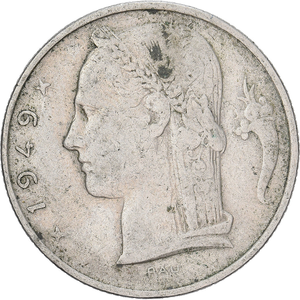 Belgia, 5 Francs, 5 Frank, 1949, Miedź-Nikiel, VF(30-35), KM:135.1