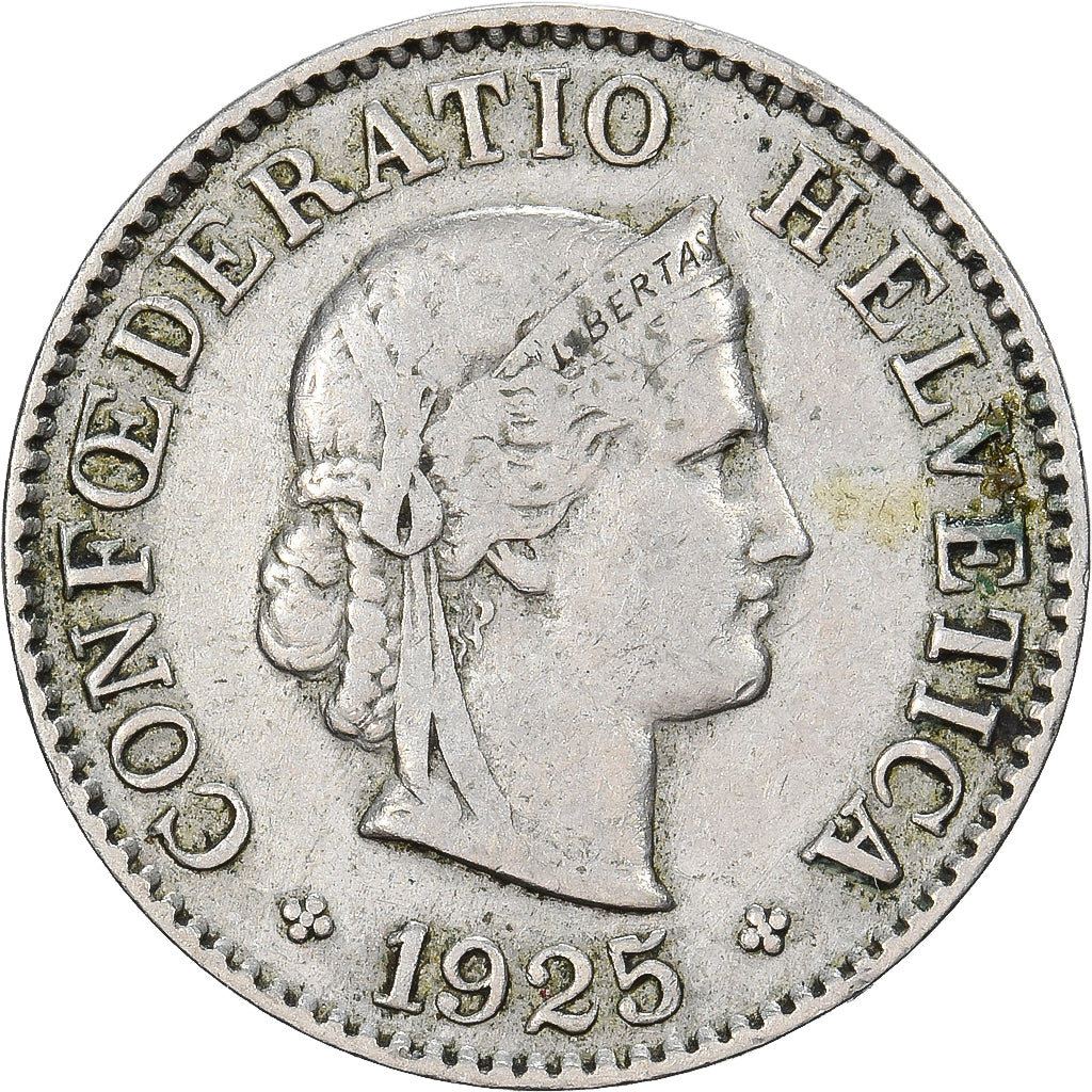 Suiza, 5 Rappen, 1925, Bern, Cobre - níquel, BC+, KM:26
