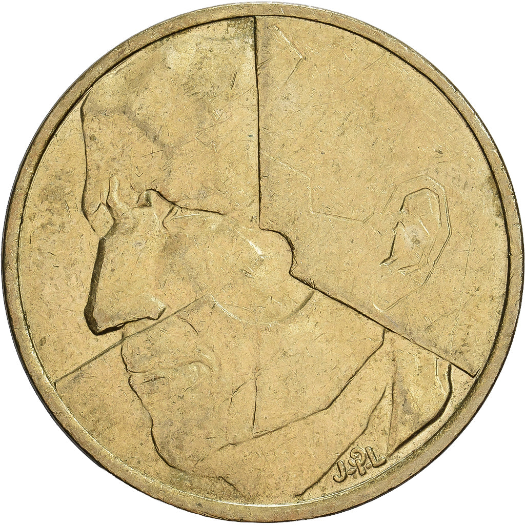 Belgia, 5 Francs, 5 Frank, 1986, Mosiądz lub aluminium-Brąz, AU(50-53), KM:164