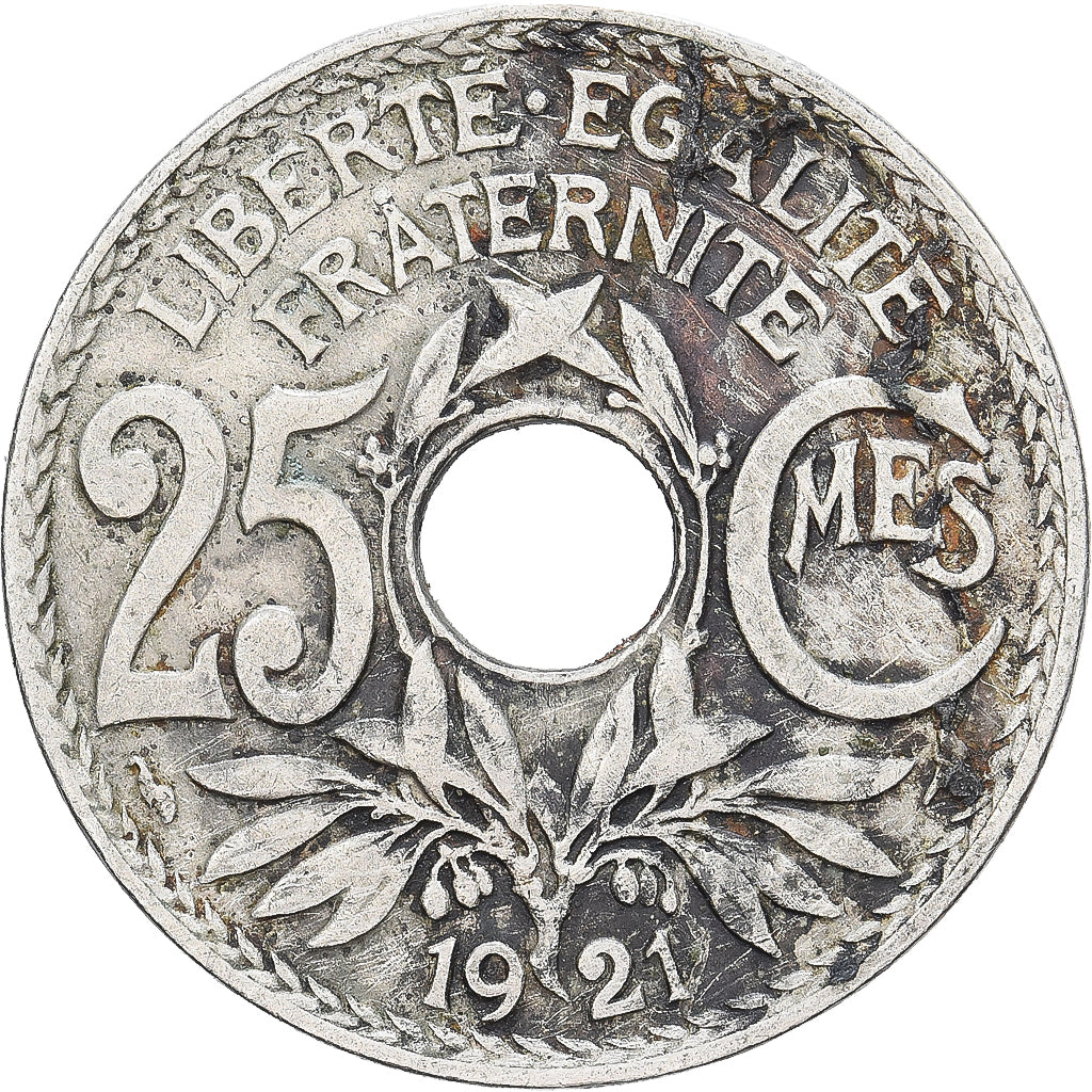 France, 25 Centimes, Lindauer, 1921, Copper-nickel, VF(30-35), Gadoury:380
