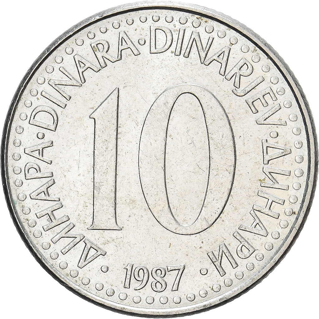 Joegoslaviëe, 10 Dinara, 1987, Cupro-nikkel, ZF, KM:89