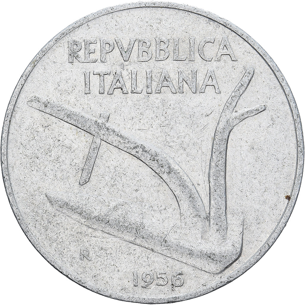 Italy, 10 Lire, 1956, Rome, Aluminum, EF(40-45), KM:93