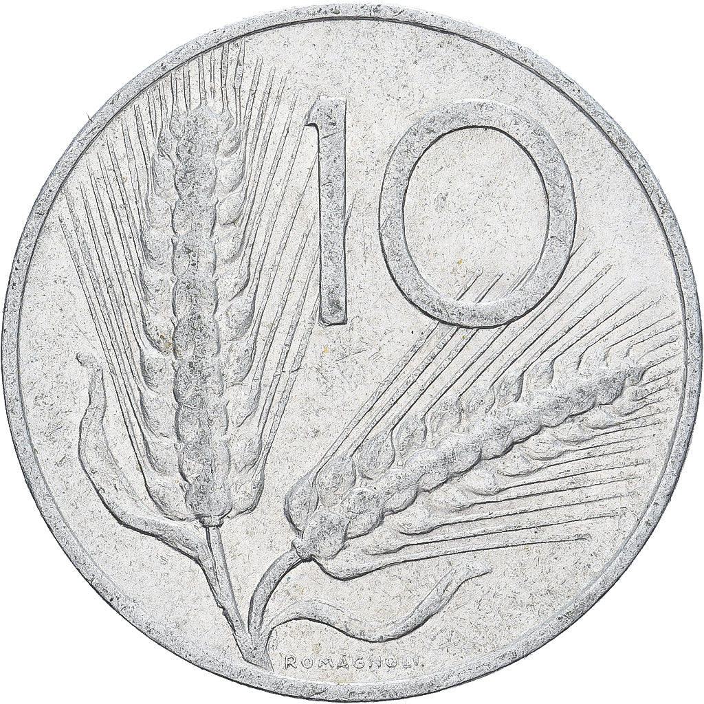 Italy, 10 Lire, 1956, Rome, Aluminum, EF(40-45), KM:93