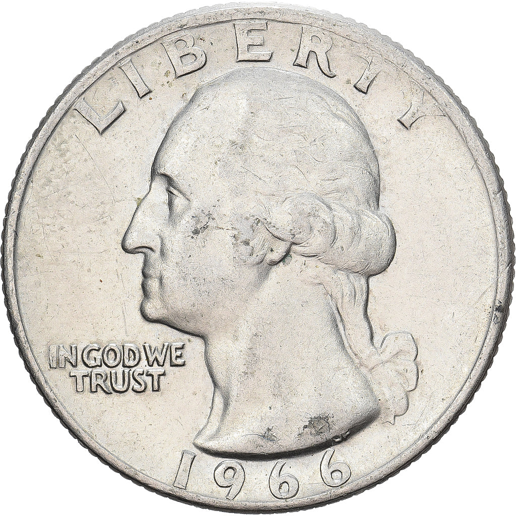 United States, Quarter, Washington Quarter, 1966, Philadelphia, Copper-Nickel