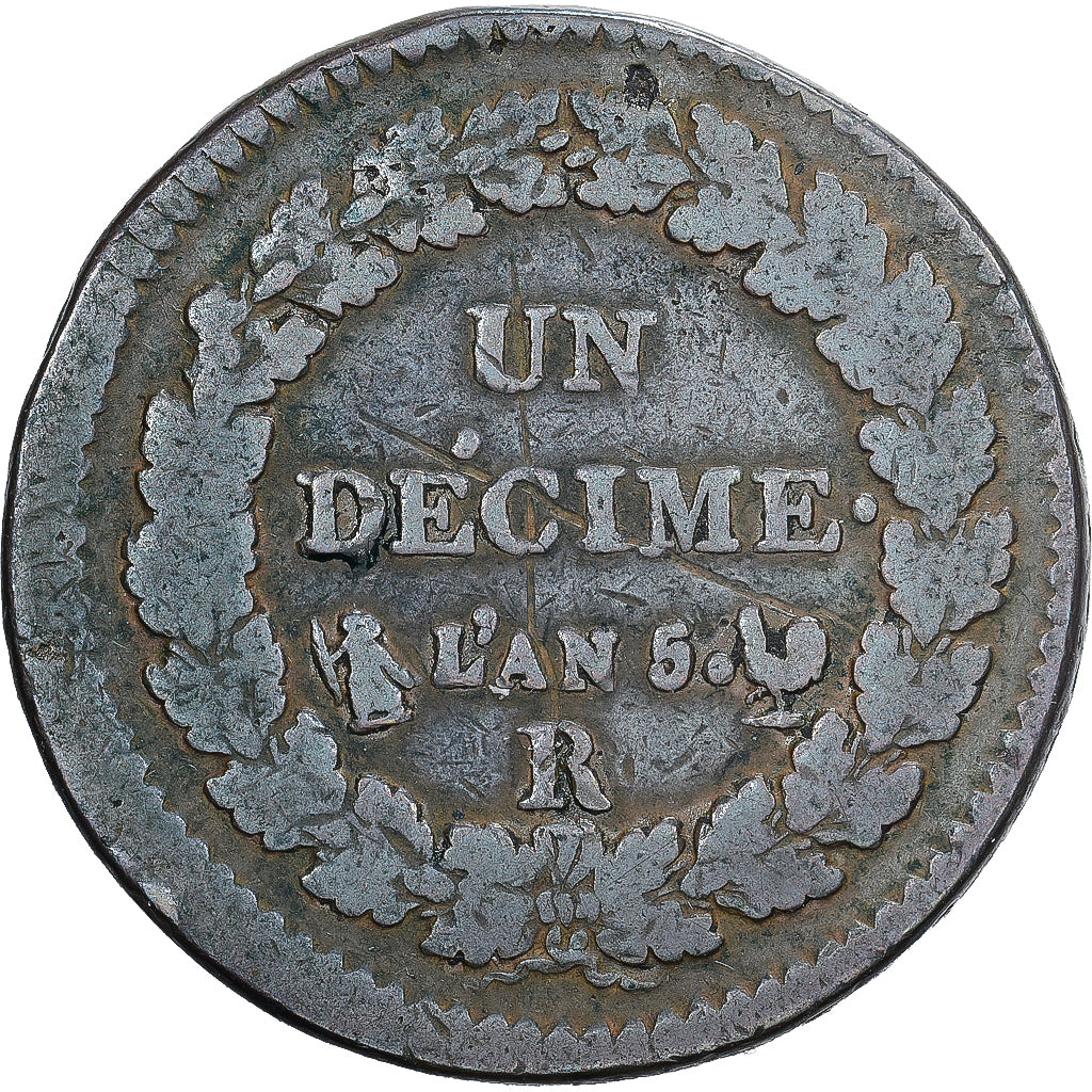 Francja, Decime, Dupré, AN 5, Orléans, Miedź, VF(20-25), Gadoury:187