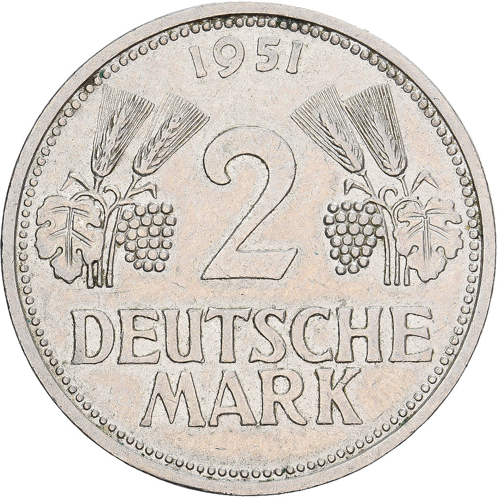 Allemagne, 2 Mark, 1951, Munich, Cupro-nickel, TTB+