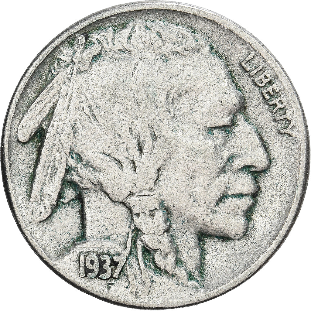 Estados Unidos, 5 Cents, Buffalo Nickel, 1937, U.S. Mint, Cobre - níquel, BC+