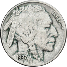 United States, 5 Cents, Buffalo Nickel, 1937, U.S. Mint, Copper-nickel
