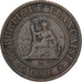 Indochina Francesa, Cent, 1887, Paris, Bronce, BC, KM:1