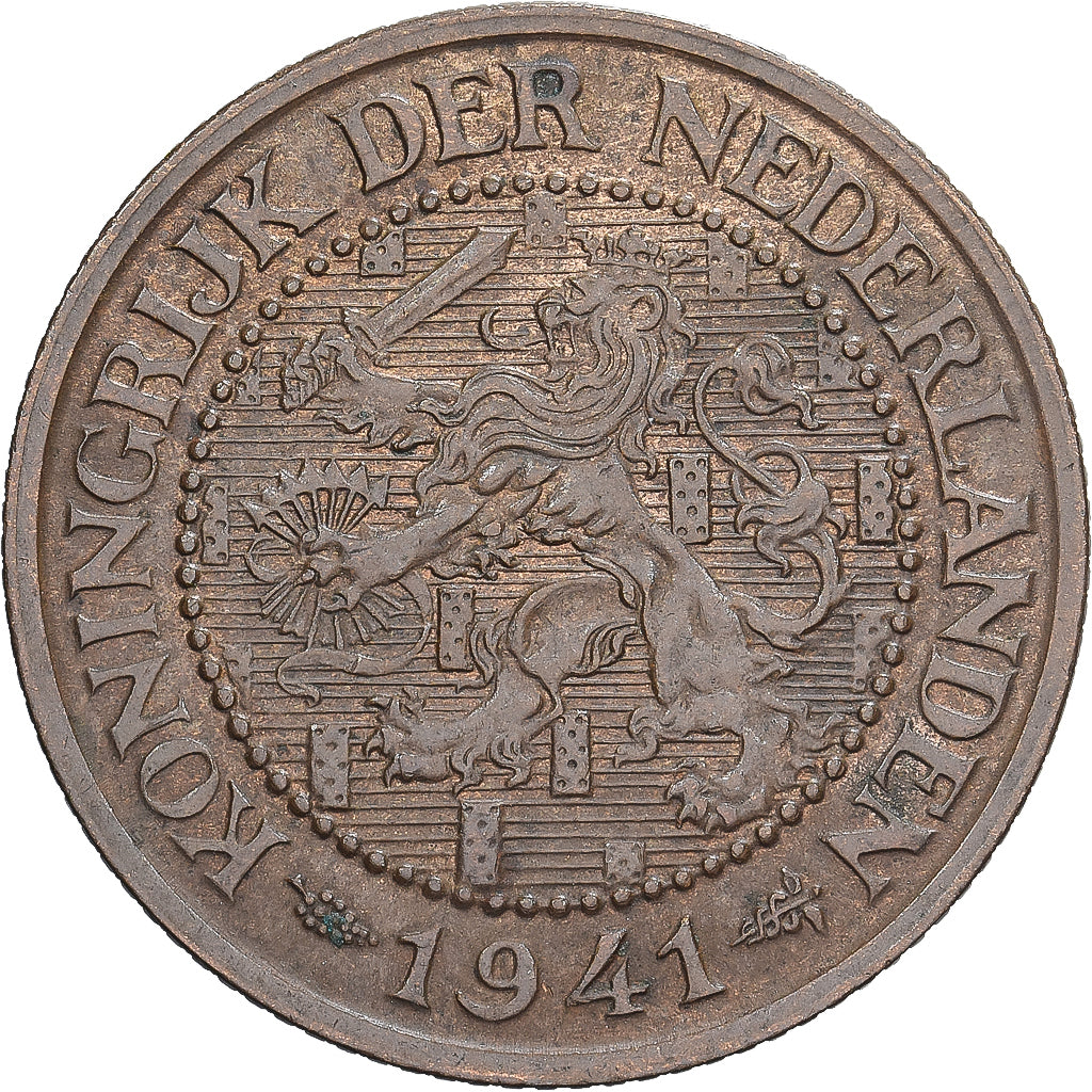 Netherlands, Wilhelmina I, 2-1/2 Cent, 1941, Bronze, EF(40-45), KM:150