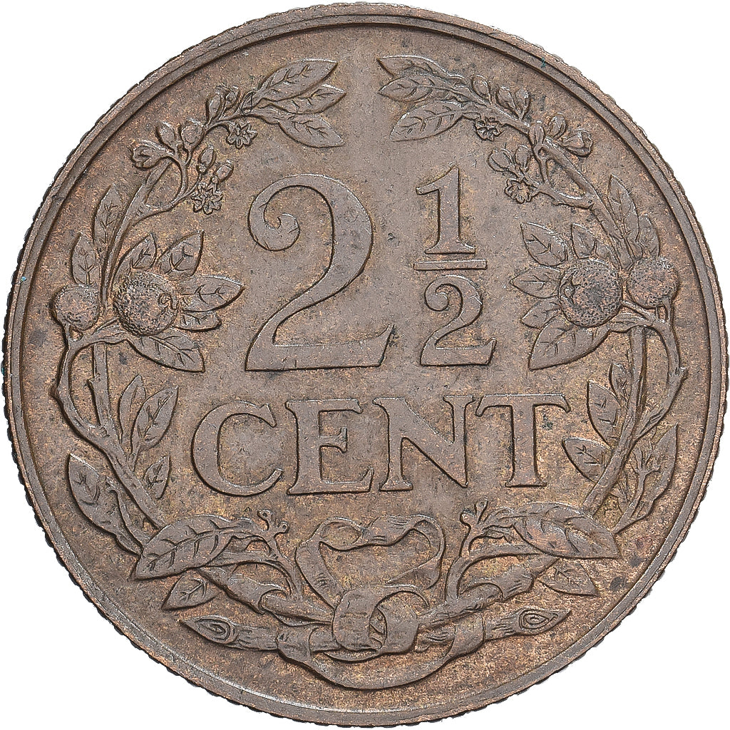Netherlands, Wilhelmina I, 2-1/2 Cent, 1941, Bronze, EF(40-45), KM:150