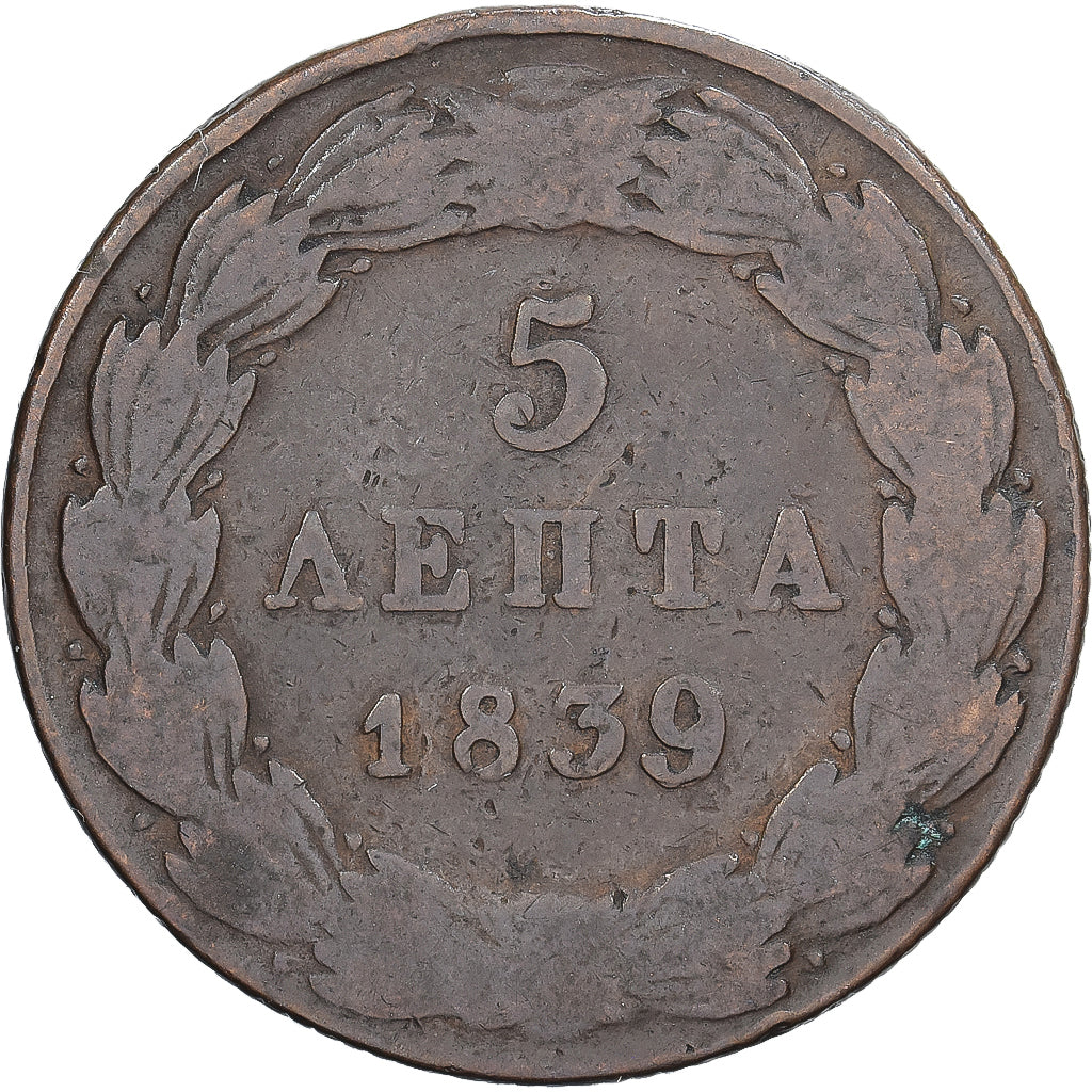 Griekenland, Othon, 5 Lepta, 1839, Koper, ZG+, KM:16