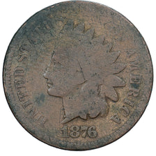 Stati Uniti, Cent, Indian Head Cent, 1876, Philadelphia, Bronzo, B+, KM:90a