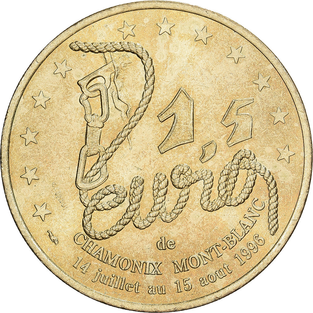 France, 1,5 Euro de Chamonix Mont-Blanc, 1996, Monnaie de Paris, Brass