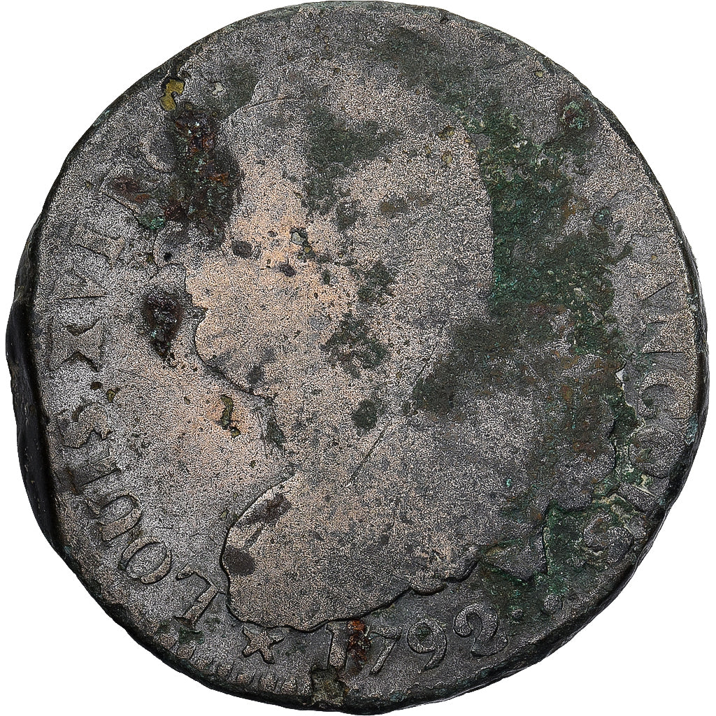 Frankreich, Louis XVI, 2 Sols, 1792 / AN 4, Arras, Métal de cloche, SGE