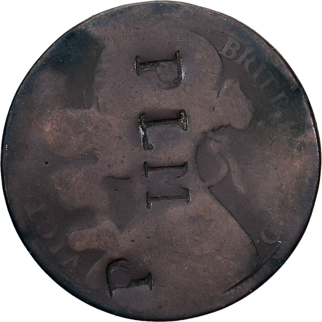 Gran Bretagna, Victoria, Penny, 1862, Countermark PML, Bronzo, M+, KM:749.2