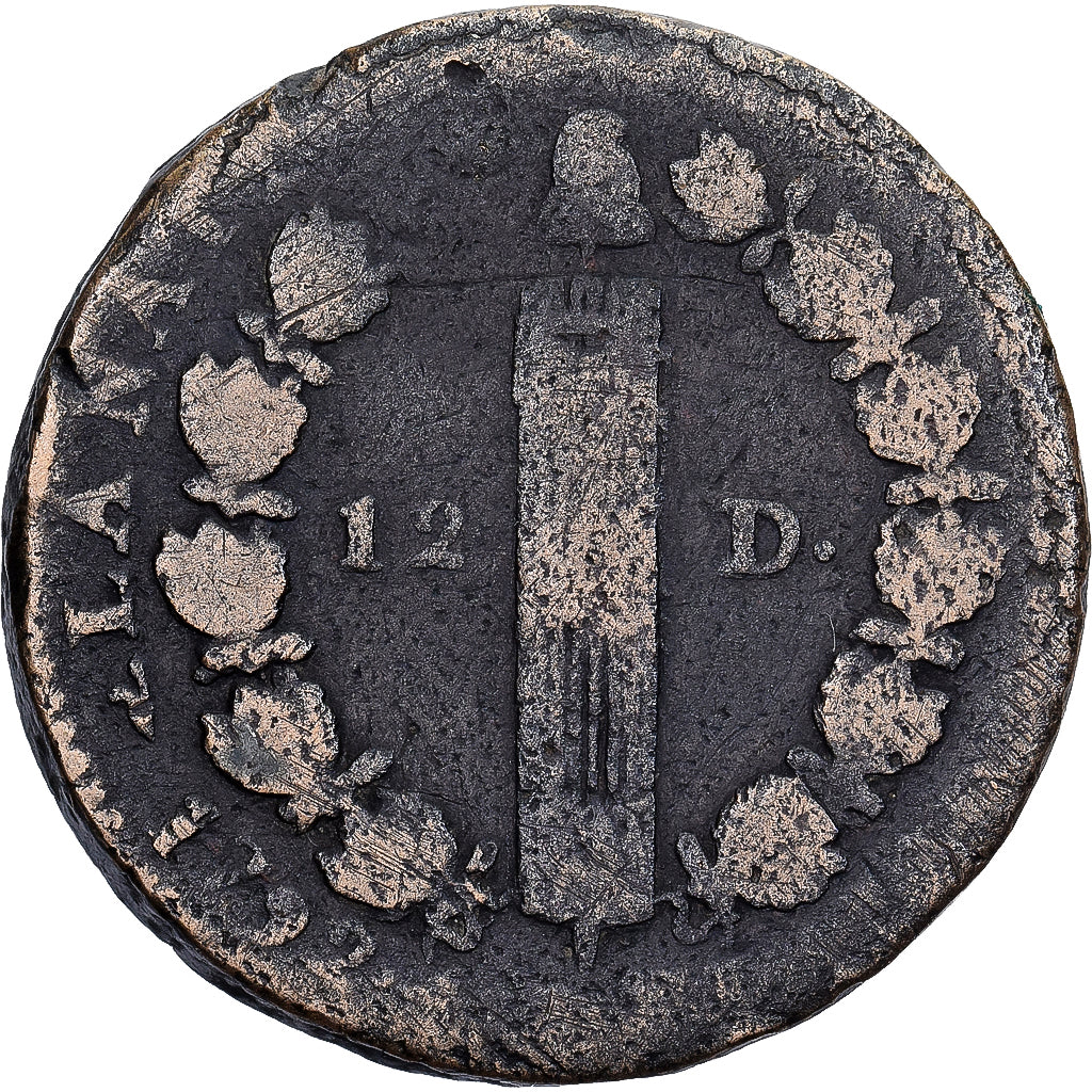 Frankrijk, 12 Deniers, 12 deniers françois, 1792, Lille, Bronzen, ZG
