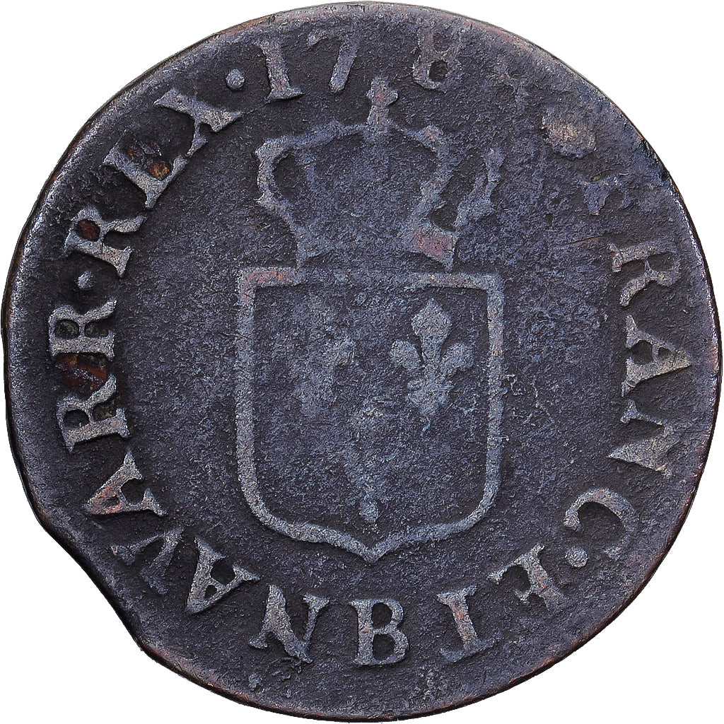 France, Louis XVI, Liard, Liard, 1788, Rouen, Cuivre, TB, Gadoury:348, KM:585.3